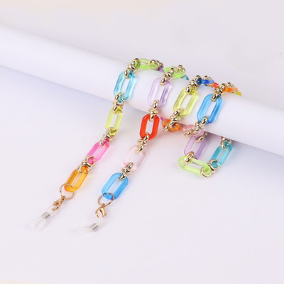 Színes átlátszó link akril szemüvegek lánc nyakláncok tartó zsinór napszemüveg láncok női maszk lógó nyakpánt kötél