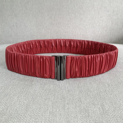 PU hajtogatott rugalmas öv női divat alkalmi luxus dizájn kabát kabát vékony derék tunika öv gótikus retro derékpánt