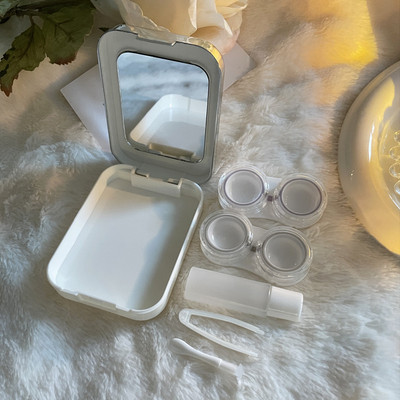 Kaasaskantav kontaktläätsede ümbris Hõbedane armas kontaktläätsede karp, õpilaste tüdrukute väike kontaktläätsede karp hulgimüük