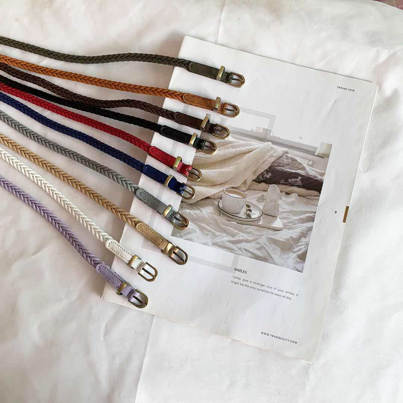 Nem lyukasztó fonott öv női retro ruha vékony öves női alkalmi derékkötél díszítő női deréköv fűző öv nyár