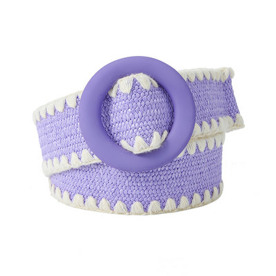 Beltox női divatos öv szalmából szőtt elasztikus széles pánt hozzáillő kerek csattal