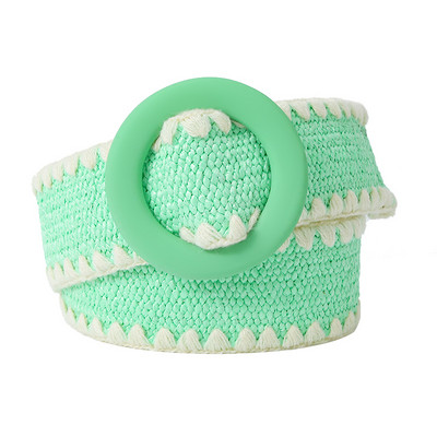 Beltox női divatos öv szalmából szőtt elasztikus széles pánt hozzáillő kerek csattal