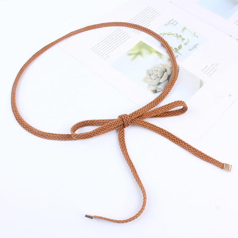 Djevojke Vintage smeđi tanki pojasevi za žene Haljina Pletena pletena pletena traka Remen oko struka Uže s čvorovima Luksuzna moda za žene