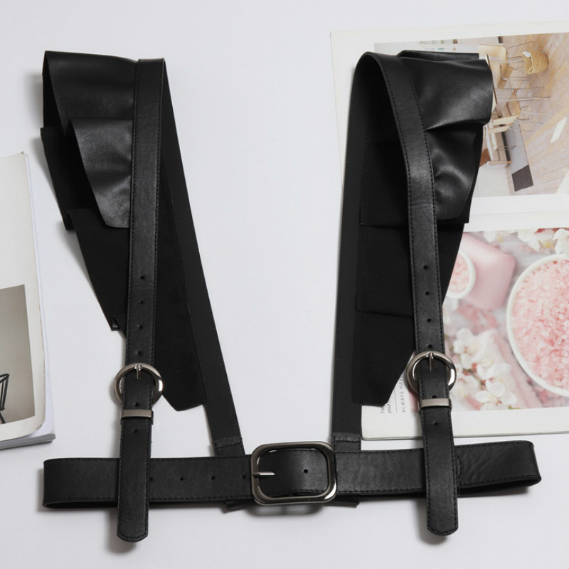 Seksualus moteriškas odinis diržas, moteriškas plonas kūno sudėjimo narvas Punk diržai juosmens petnešėlės, madingi diržo priedai