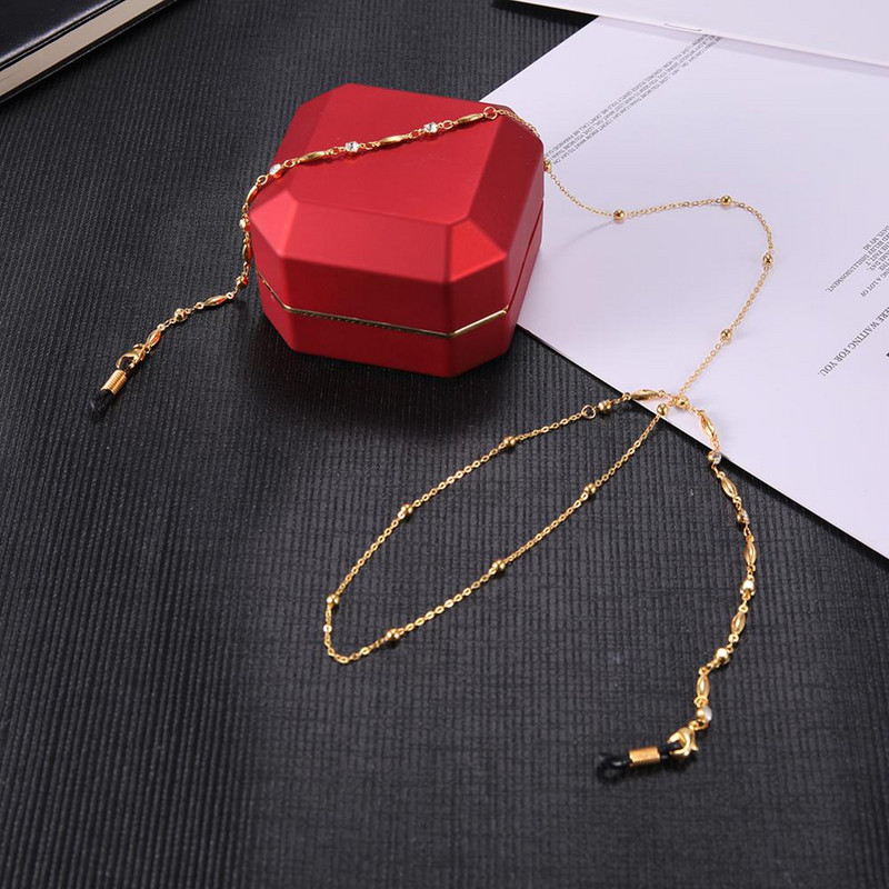 SKYRIM fehér kristály gyöngyös napszemüveg lánc női arany színű pánt nyaklánc csúszásgátló szemüveg zsinór kötél szemüveghez