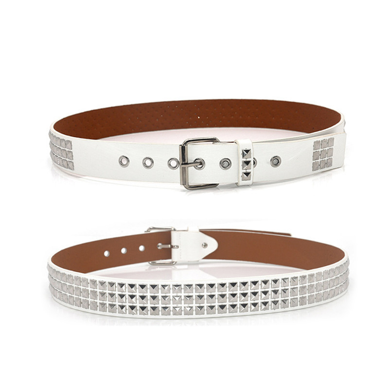 2022 négyzet alakú gyöngyök szegecs öv fém piramis pántok férfi és női punk rock hardver farmerek tervező női derék övek