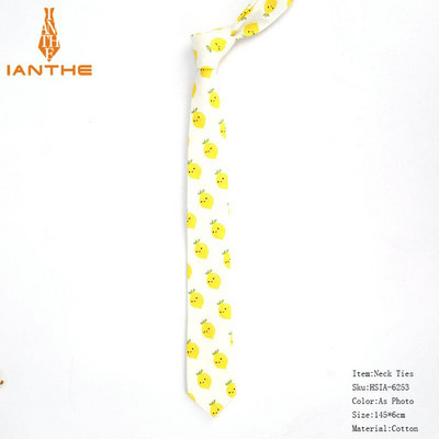 2019 vadonatúj, melegen eladó férfi divatos banán körte nyakkendők férfinak alkalmi vékony, fára nyomtatott felnőtt férfi nyakkendő Corabtas