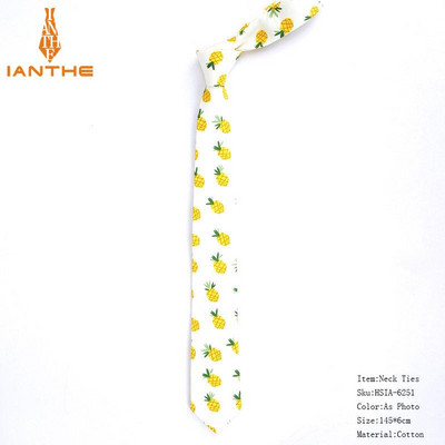 2019 vadonatúj, melegen eladó férfi divatos banán körte nyakkendők férfinak alkalmi vékony, fára nyomtatott felnőtt férfi nyakkendő Corabtas