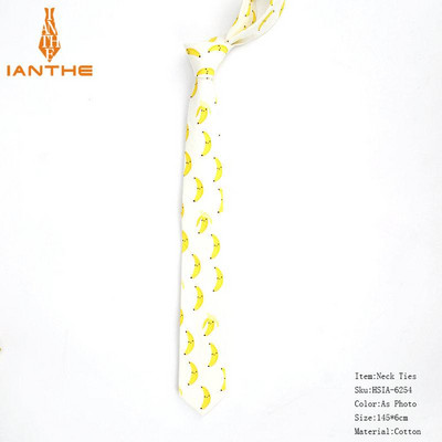 2019 vadonatúj, melegen eladó férfi divatos banán körte nyakkendők férfinak alkalmi vékony, fára nyomtatott felnőtt férfi nyakkendő Corabtas