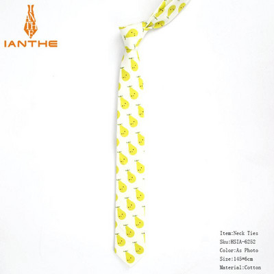 2019 vadonatúj, melegen eladó férfi divatos banán körte nyakkendők férfinak alkalmi vékony, fára nyomtatott felnőtt férfi nyakkendő Corabtas