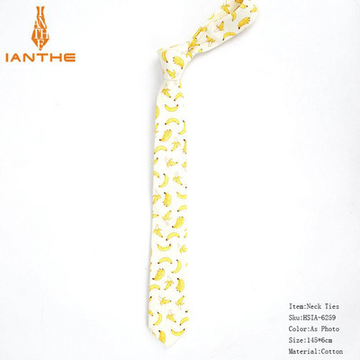 2019 vadonatúj, melegen eladó férfi divatos banán körte nyakkendők férfinak alkalmi vékony, fára nyomtatott felnőtt férfi nyakkendő Corabtas