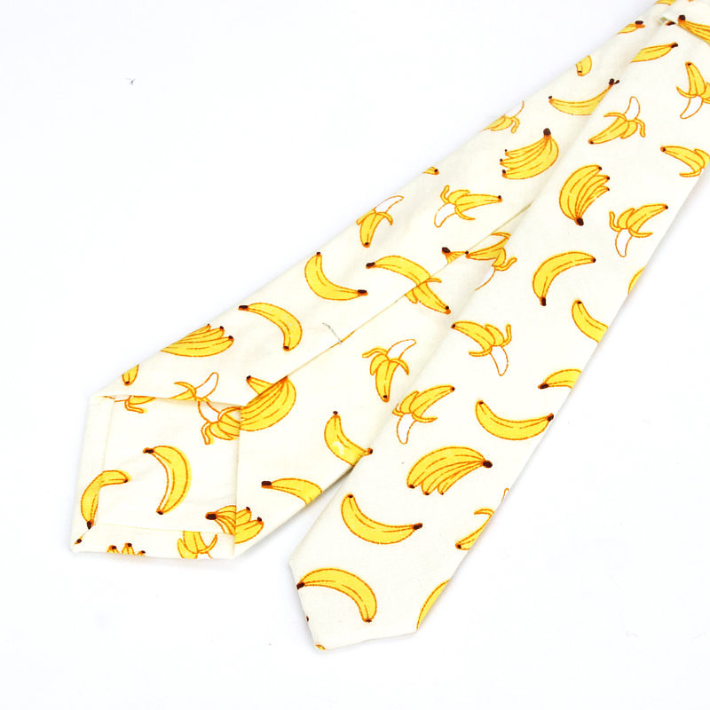 2019 vadonatúj, melegen eladó férfi divatos banán körte nyakkendők férfinak alkalmi vékony, fára nyomtatott felnőtt férfi nyakkendő Corabtas