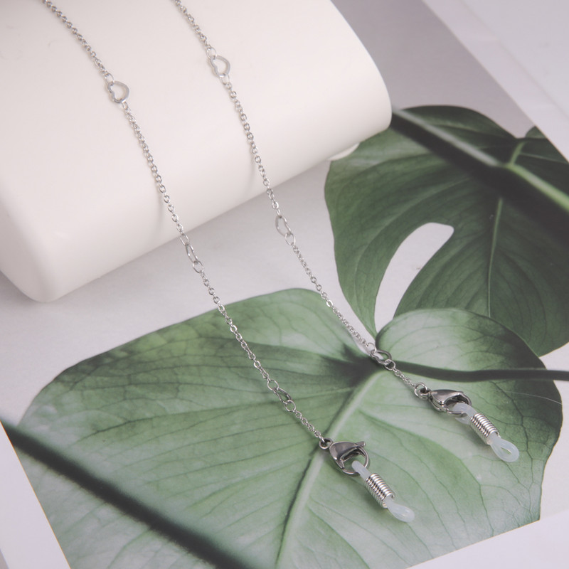 Lanț de inimă goală din oțel inoxidabil Skyrim pentru ochelari de vedere femei, ochelari de soare, cureaua pentru gât, lanțuri de frânghie, lanțuri de mască, șnur, suport pentru șnur pentru ochelari