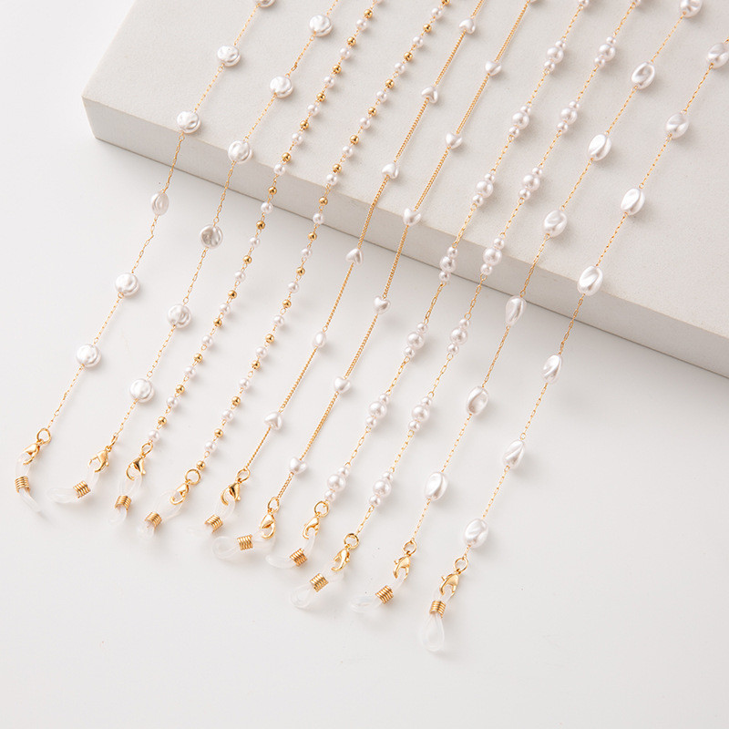 Boho szabálytalan gyöngyutánzatú gyöngyös női szemüveg lánc kívül alkalmi napszemüveg nyaklánc nyaklánc ajándék maszk akasztópánt