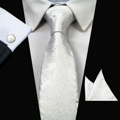 Ricnais divat virágos 7 cm-es nyakkendő szett sárga piros zseb négyzet mandzsettagombok nyakkendő készletek férfiaknak üzleti esküvői kiegészítők ajándékok