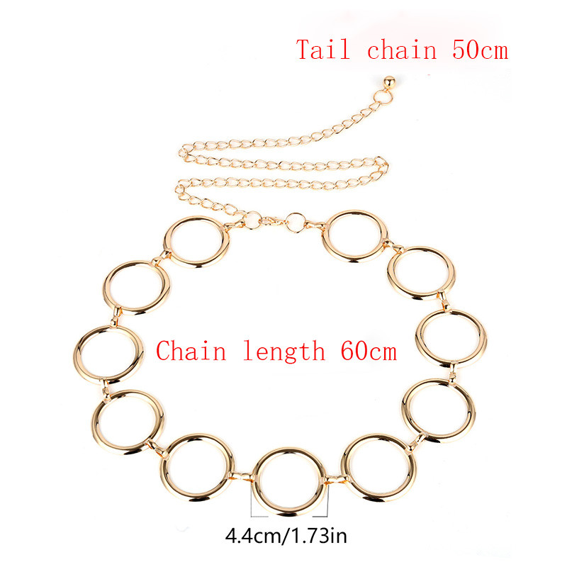 Divat női fém lánc öv Luxus márka nagy fém gyűrű derékpánt ruha kabát szoknya hölgy dekoratív arany ezüst derékpánt