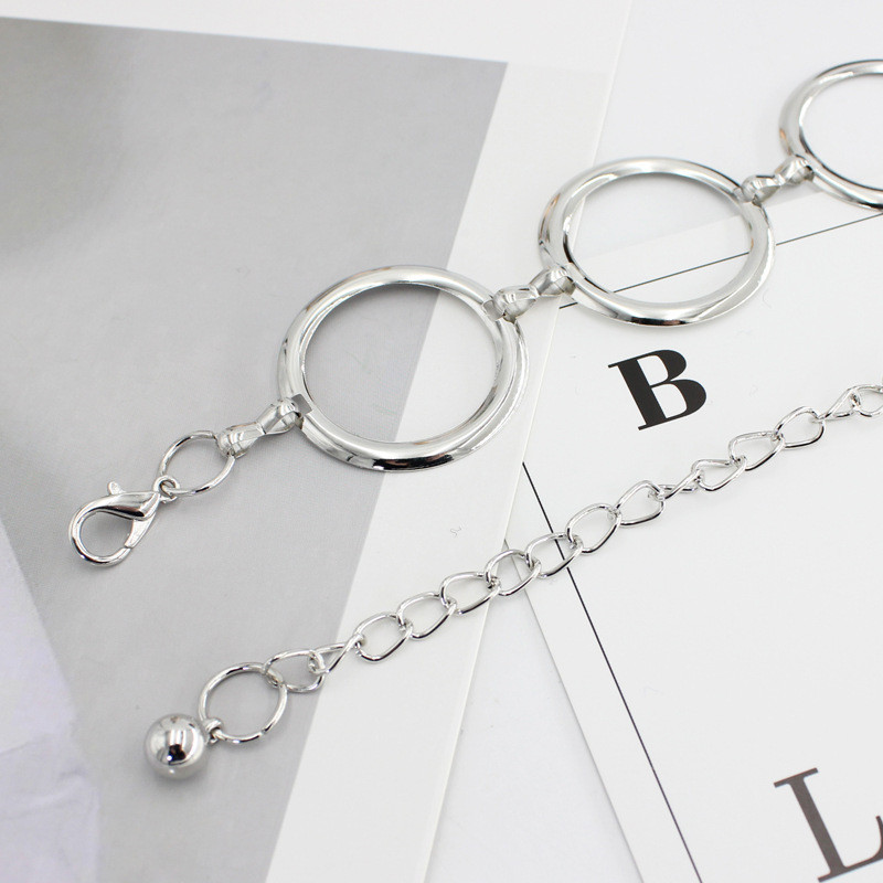 Divat női fém lánc öv Luxus márka nagy fém gyűrű derékpánt ruha kabát szoknya hölgy dekoratív arany ezüst derékpánt