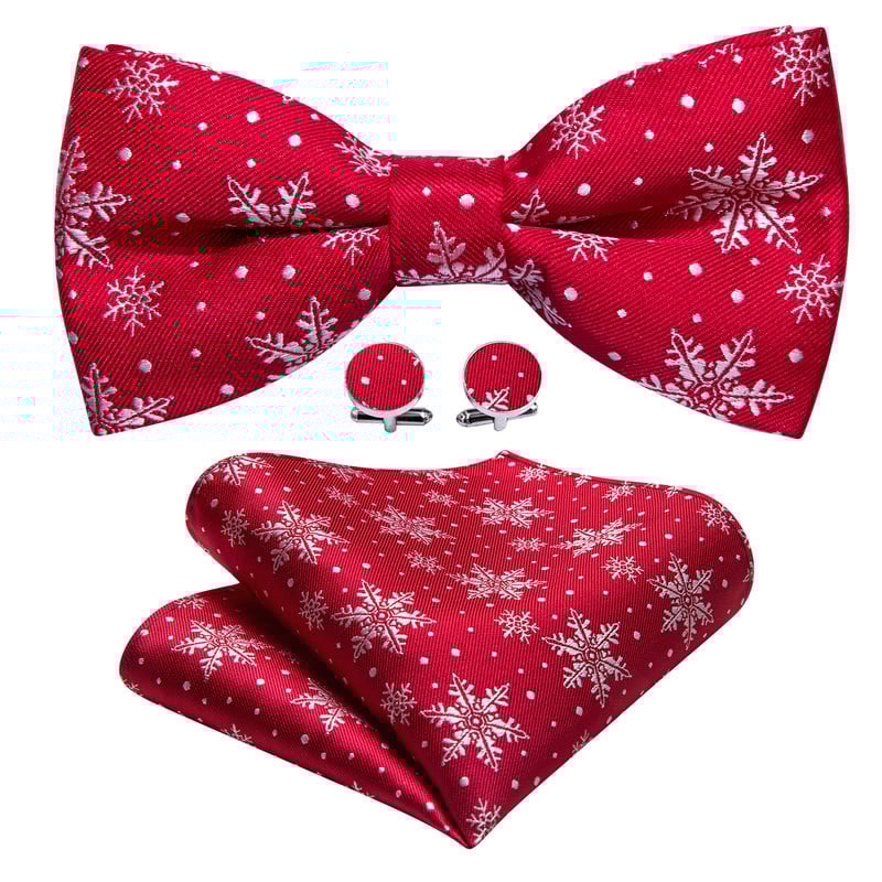 Božićna leptir-kravata Nova muška leptir-mašna Svilene žakard mašne Pocket Square Dugmad za manžete Komplet muških leptir zabava Vjenčanje Barry.Wang