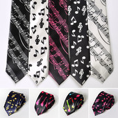 Klassikaline mood meeste kõhn lips, värvilised noodid, trükitud klaverikitarr, polüester, 5 cm laius, kaelaside peokingitus