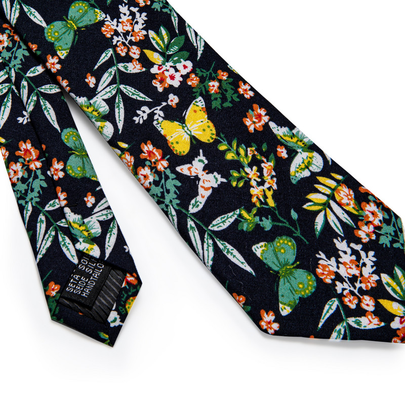 Pamučna kravata s uzorkom leptira za muškarce, svatove, klasična crna cvjetna kravata s džepnim kvadratom, kopča corbatas para hombre