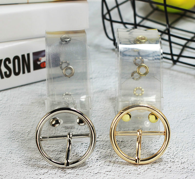 Ženski prozirni remen s punim ušicama Ženski dizajnerski punk zakovice s kopčom na struku od smole Plastične PVC traperice za hlače Prozirni pojasevi