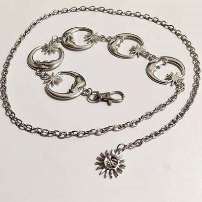 Új női harajuku gótikus punk övek divatos vintage magas derekú hold fém láncos derék övek női ezüst függő övekhez