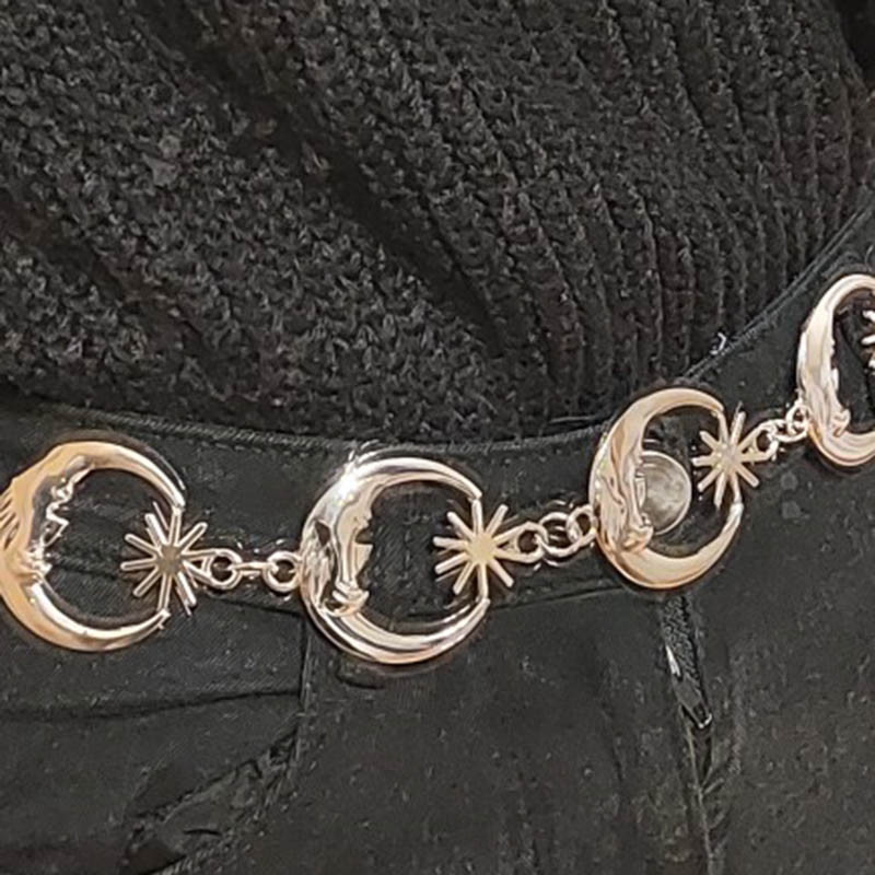 Új női harajuku gótikus punk övek divatos vintage magas derekú hold fém láncos derék övek női ezüst függő övekhez