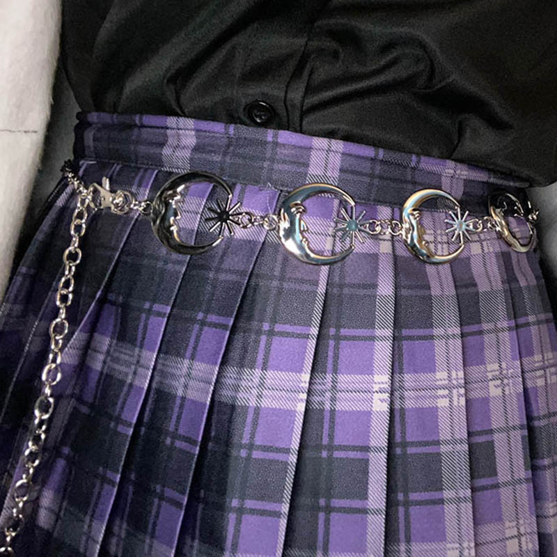 Új női harajuku gótikus punk övek divatos vintage magas derekú hold fém láncos derék övek női ezüst függő övekhez