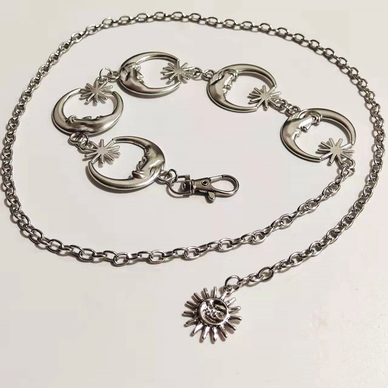 Új női harajuku gótikus punk övek divatos vintage magas derekú hold fém láncos derék övek női ezüst függő övekhez