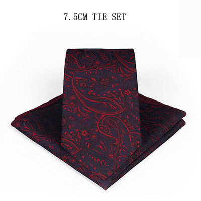 Divatos 7,5 cm-es pamut virágos férfi nyakkendő zseb négyzet alakú és nyomott nyakkendő szett férfiaknak esküvői kiegészítők zsebkendő nyakkendő férfi ajándék