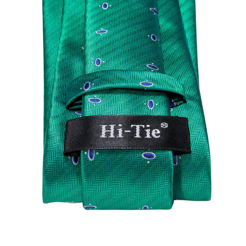 Zöld pont Újdonság selyem esküvői nyakkendő férfiaknak Handky mandzsettagomb Ajándék férfi nyakkendő Divattervező Üzleti Party Dropshiping Hi-Tie