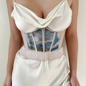 Gótikus övek női álmodozó festmény nyomat patchwork öv, virágos csipke, magasan nyúló, elegáns női összehajtható táska 2021