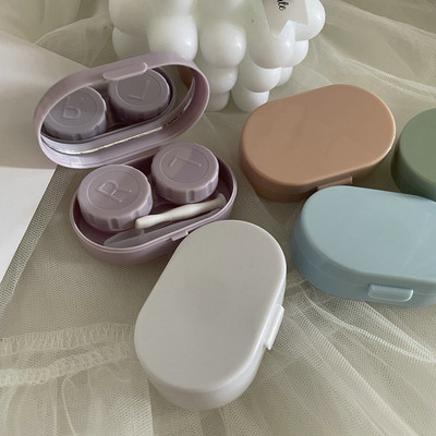 Jauns Smooth Candy Color pārnēsājams mini kontaktlēcu maciņš Travel Lady Holder uzglabāšanas acu kopšanas konteineram ar spoguļlēcu kastīti