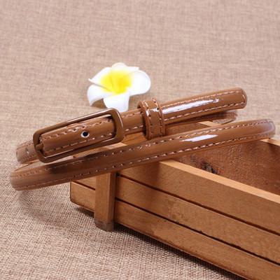 Lakkbőr vékony övtű csat derékpánt ruha szoknyák ruhák öv női ruha övek egyszínű bőr cukorka színű övek