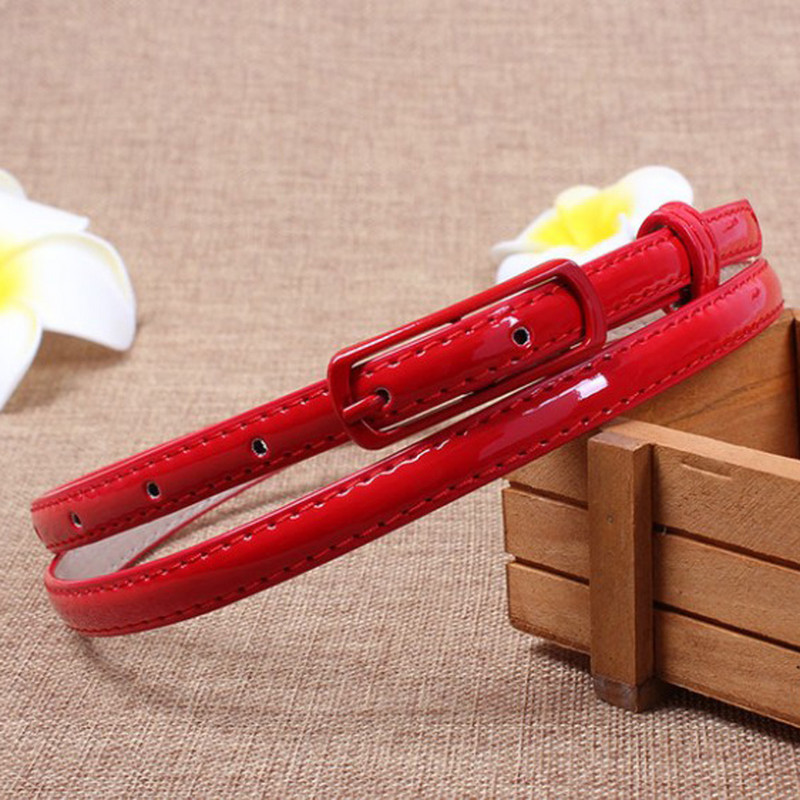 Lakkbőr vékony övtű csat derékpánt ruha szoknyák ruhák öv női ruha övek egyszínű bőr cukorka színű övek