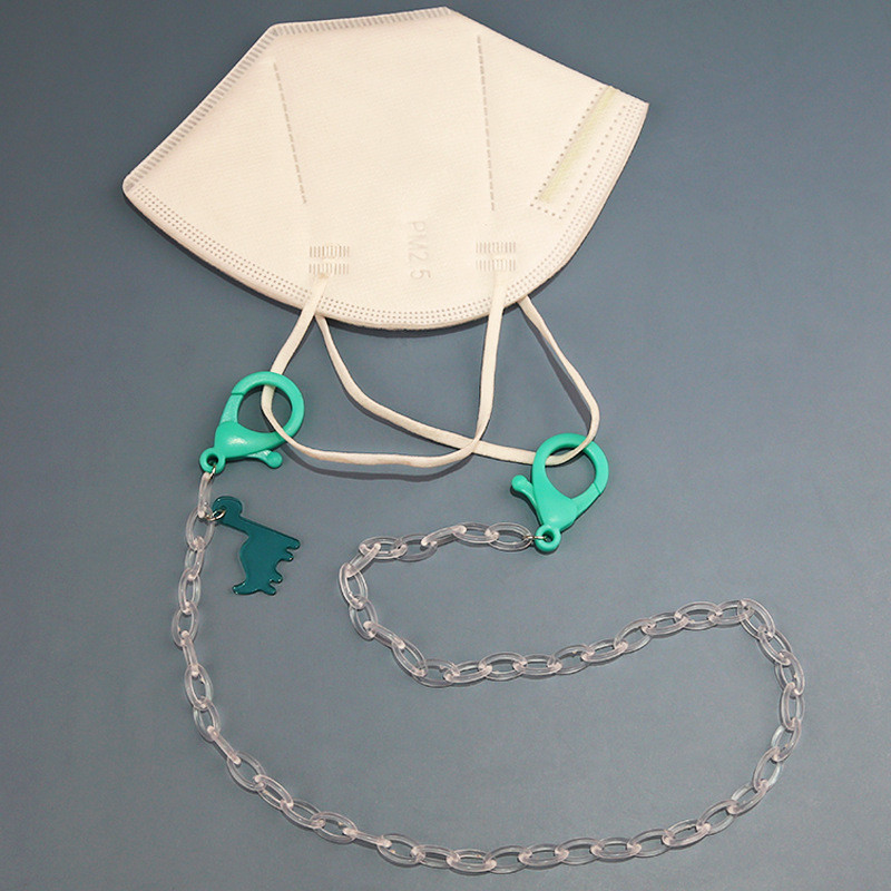 2022 új átlátszó akril gyerekmaszkok lánc szemüvegek láncok rajzfilm cukorka színű dinoszaurusz maszk akasztókötél gyerekeknek tanulóknak