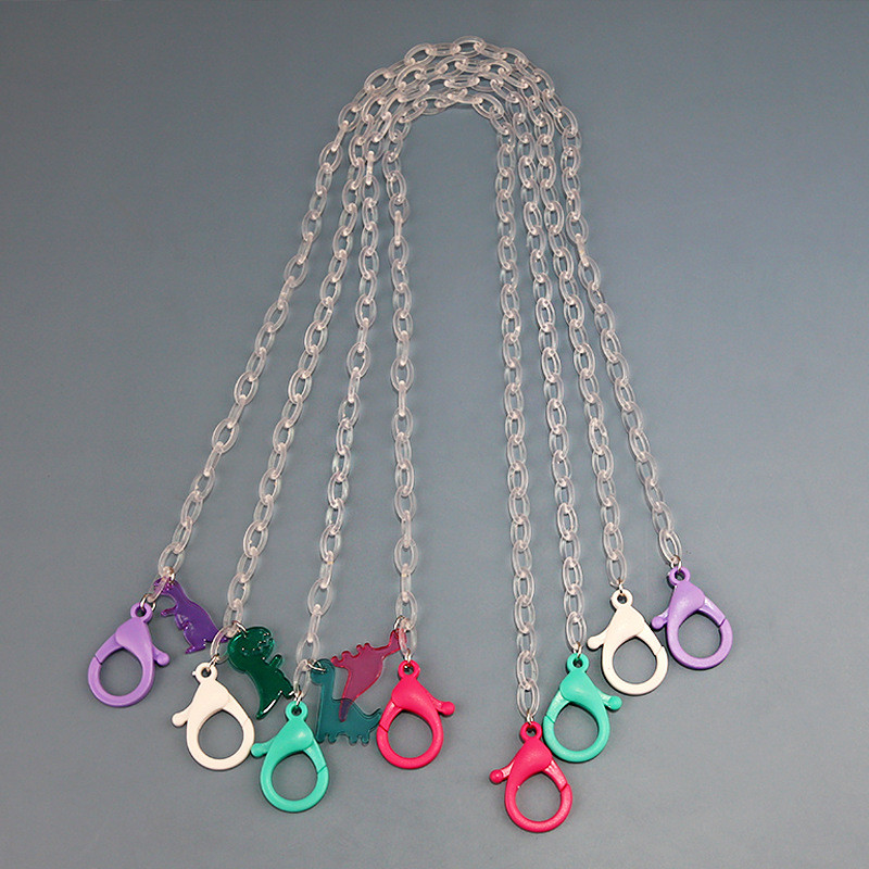 2022 új átlátszó akril gyerekmaszkok lánc szemüvegek láncok rajzfilm cukorka színű dinoszaurusz maszk akasztókötél gyerekeknek tanulóknak