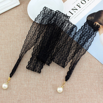 Curele de modă pentru femei dantelă brâu gol cu perle subțiri frânghie pentru rochii ciucuri centură centură nod decorată panglică îngustă negru