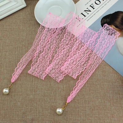 Curele de modă pentru femei dantelă brâu gol cu perle subțiri frânghie pentru rochii ciucuri centură centură nod decorată panglică îngustă negru