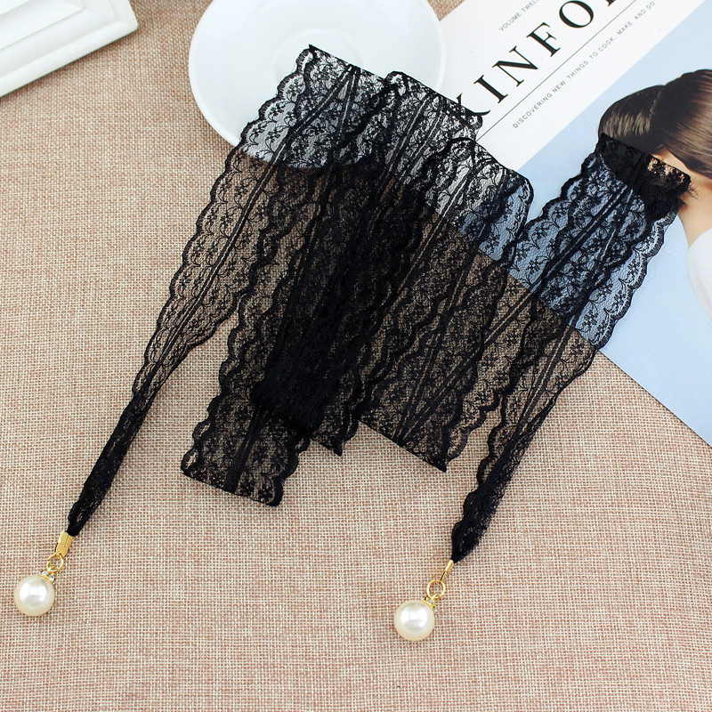 Curele de modă pentru femei dantelă brâu gol cu perle subțiri frânghie pentru rochii ciucuri centură centură nod decorată panglică îngustă negru