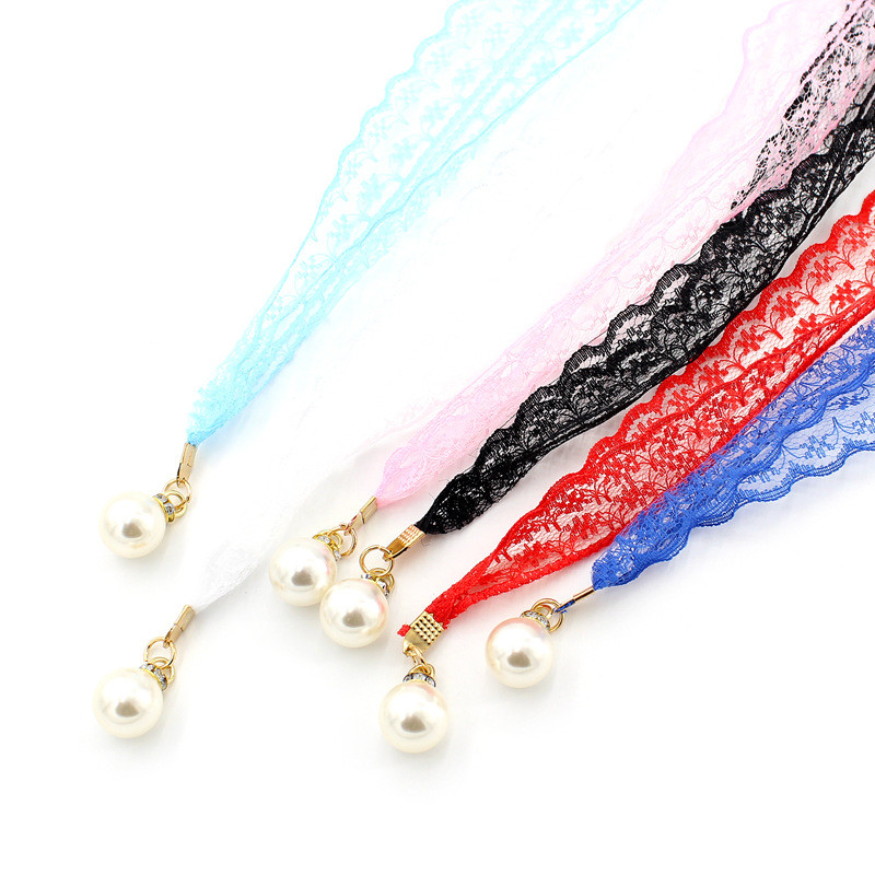 Curele de modă pentru femei dantelă brâu gol cu perle subțiri frânghie pentru rochii ciucuri centură centură nod decorată panglică îngustă negru