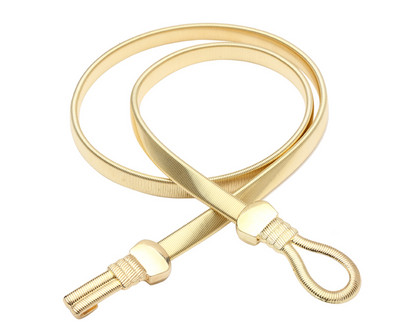 Divat ezüst fém rugalmas deréklánc öv Lady luxus derékpánt Elegáns cintos femininos 2 színes női övek bg-038