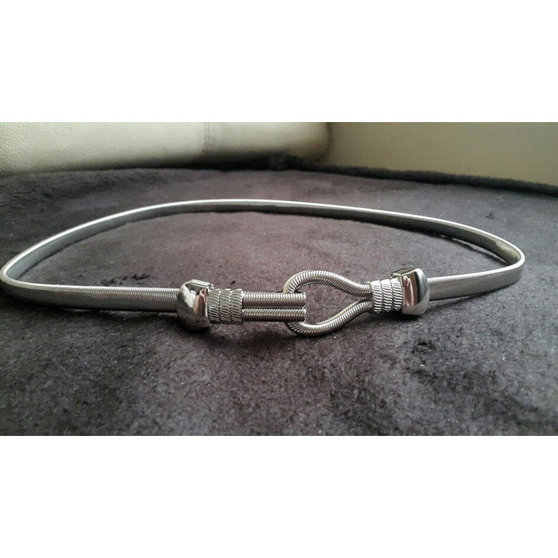 Divat ezüst fém rugalmas deréklánc öv Lady luxus derékpánt Elegáns cintos femininos 2 színes női övek bg-038