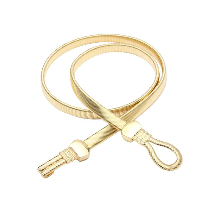 Divat ezüst fém rugalmas deréklánc öv Lady luxus derékpánt Elegáns cintos femininos 2 színes női övek bg-038