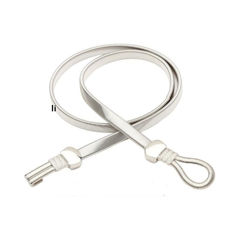 Divat ezüst fém rugalmas deréklánc öv Lady luxus derékpánt Elegáns cintos femininos 2 színes női övek bg-038