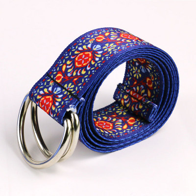 HUOBAO divatos szivárványos deréköv D gyűrű alkalmi Boho geometrikus azték nyomtatott farmer vászon öv női férfiaknak