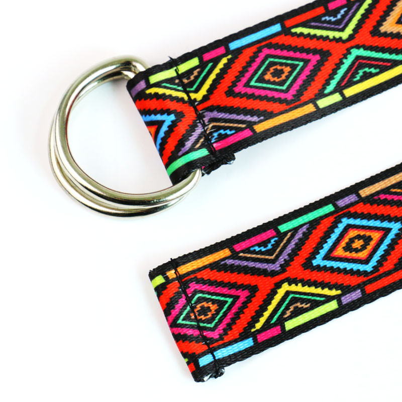 HUOBAO divatos szivárványos deréköv D gyűrű alkalmi Boho geometrikus azték nyomtatott farmer vászon öv női férfiaknak