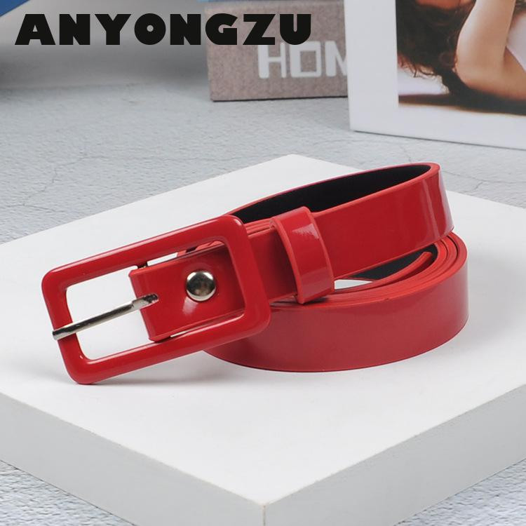 Női öv divatbemutató Candy Color Vékony alkalmi sokoldalú diáklányok ifjúsági nadrág körül 2 cm széles piros sárga kék fekete