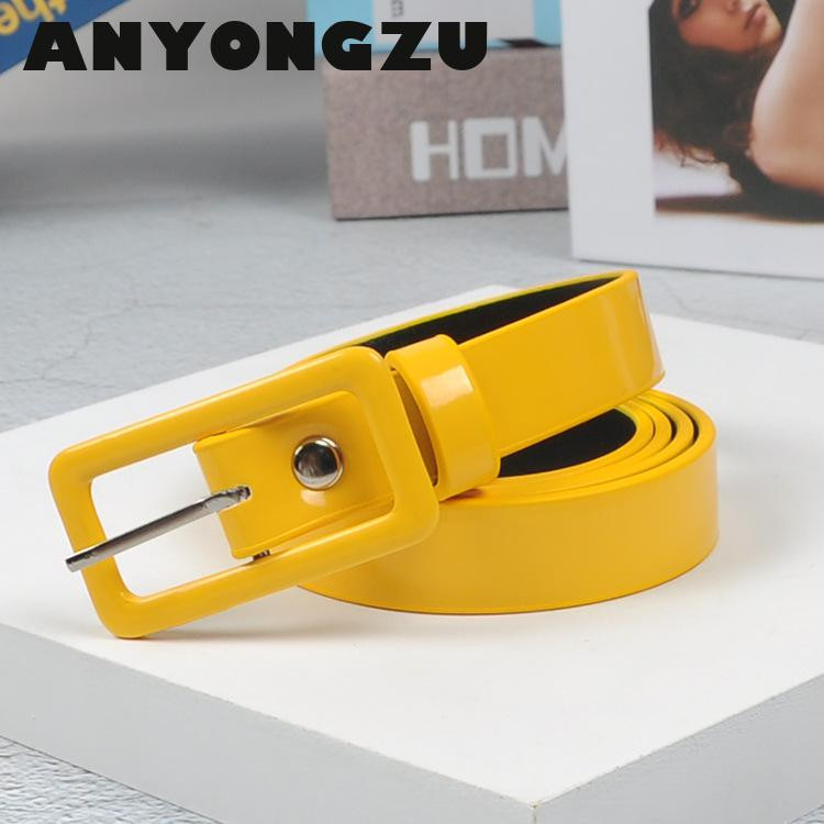 Női öv divatbemutató Candy Color Vékony alkalmi sokoldalú diáklányok ifjúsági nadrág körül 2 cm széles piros sárga kék fekete