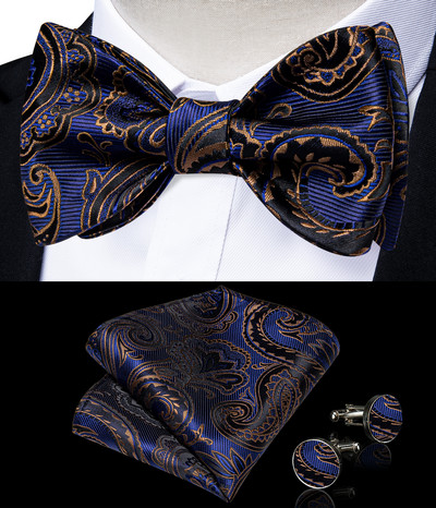 Retro tamnoplave leptir-mašne za muške dodatke s džepnim kvadratom Setovi manžeta Visokokvalitetne svilene leptir-mašne za vjenčanje Poklon za praznike